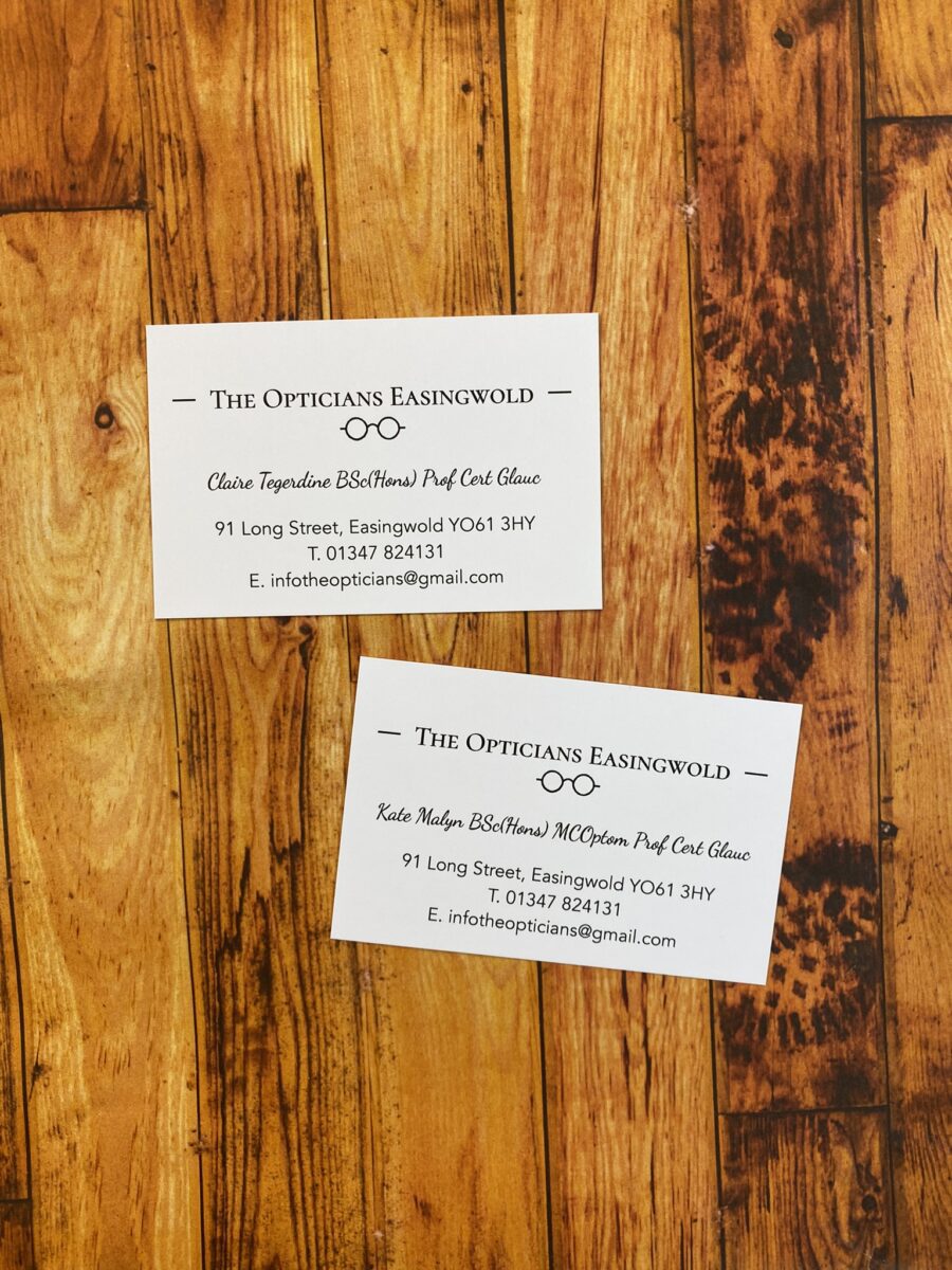 Easingwold opticians business cards