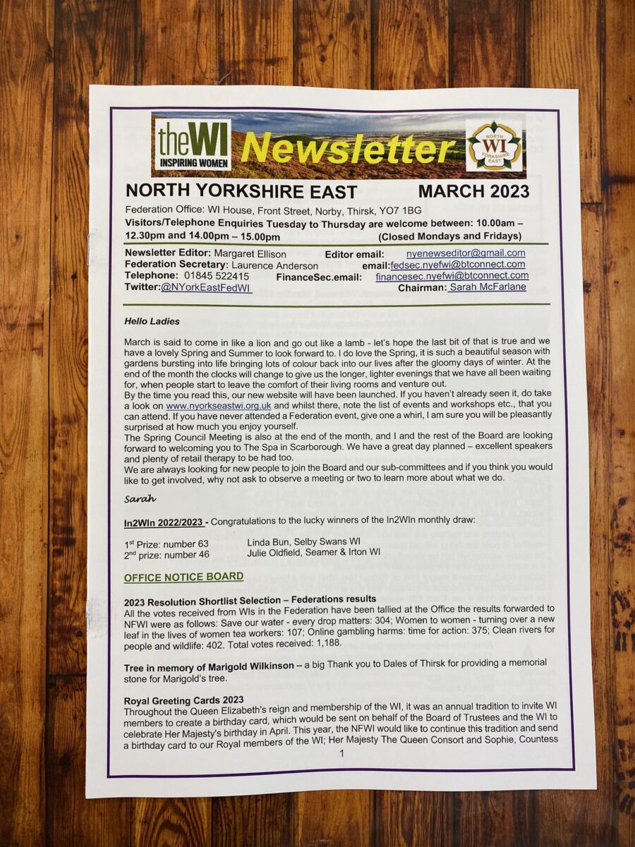 printed WI newsletter
